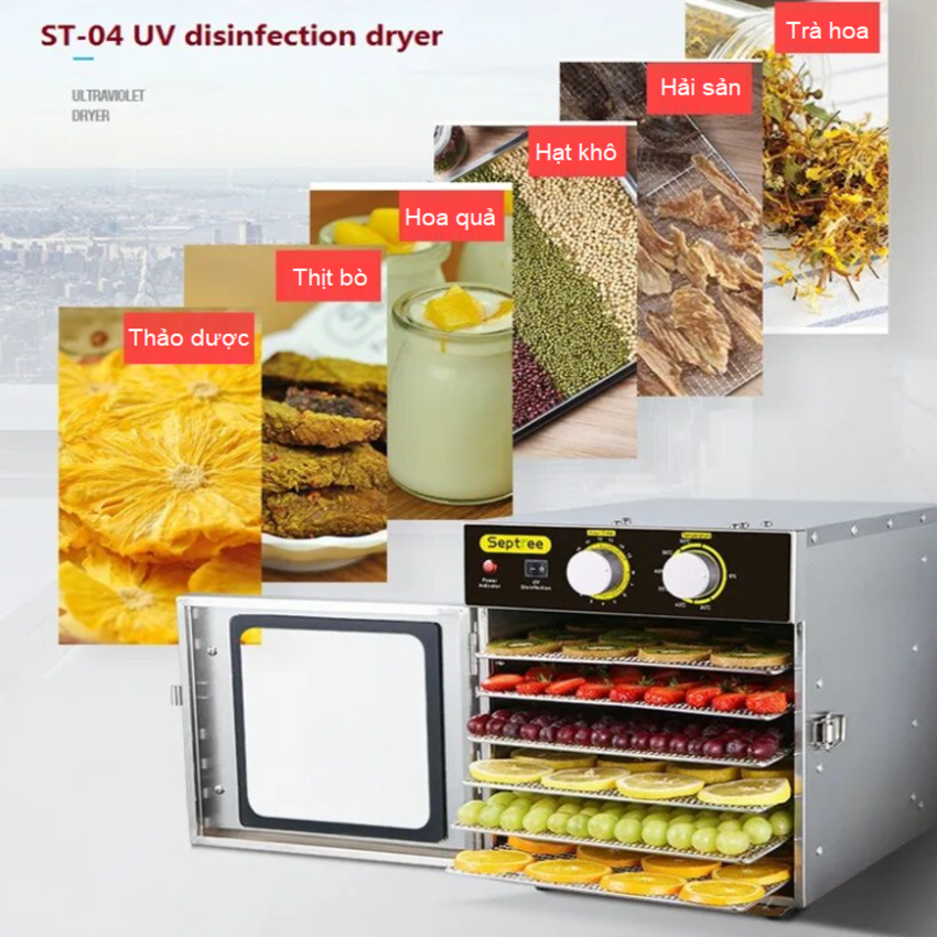 Máy sấy thực phẩm tích hợp đèn UV diệt khuẩn thương hiệu Mỹ Septree ST-04 - Bảo Hành 12 Tháng