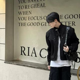 Áo khoác nam dáng ngắn, Jacket Croptop trễ vai cao cấp