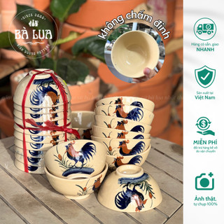 Chén cơm 12cm vẽ gà không đinh, hàng thường, phong cách đồng quê, chén xưa gà Nam Bộ, Lái Thiêu