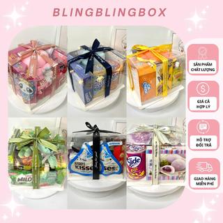 Tổng hợp set quà bánh kẹo Blingblingbox set quà mini tặng người yêu set quà tặng hộp trong suốt quà tặng Giáng Sinh