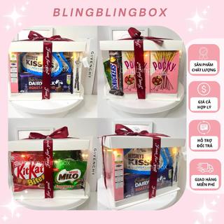 Set quà bánh kẹo đặc biệt mini full Choco Box Blingblingbox set quà tặng người yêu set quà tặng cao cấp hộp trong suốt