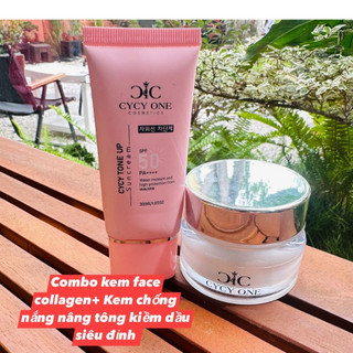 Combo Kem Face mặt Collagen & Kem Chống Nắng Kiềm Dầu