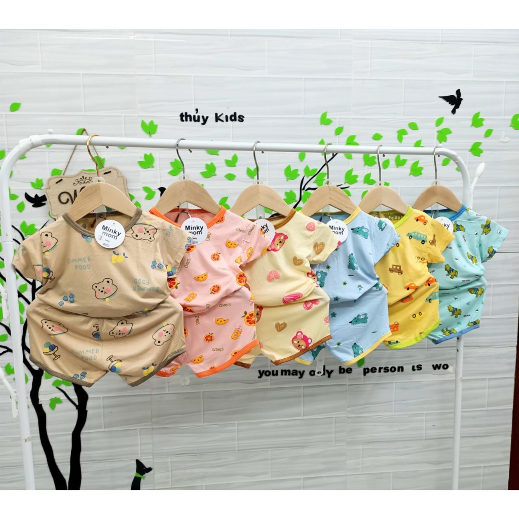 SALE SỐC  Bộ ngắn tay in họa tiết Thun Lạnh họa tiết dễ thương Ngẫu nhiên cho bé trai, bé gái