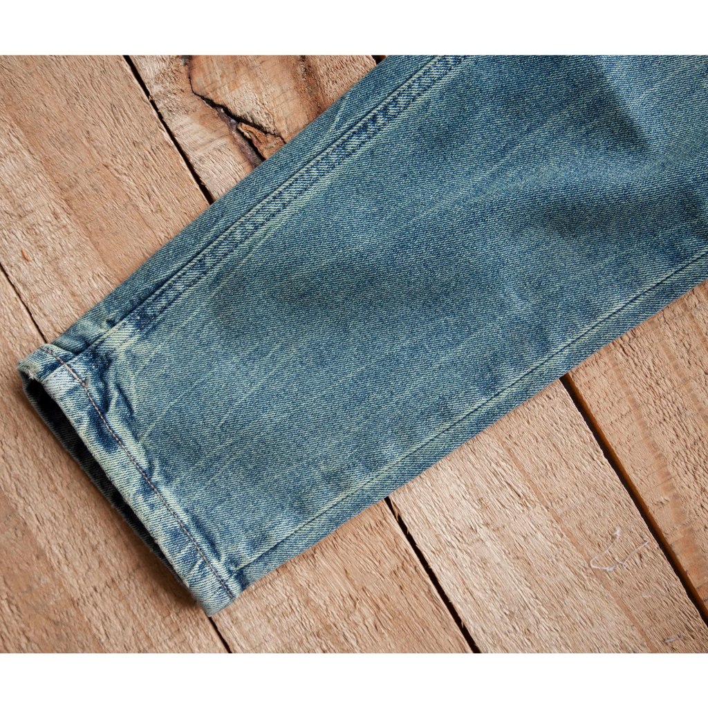 Quần jean nam LAB+ COTTONLAB quần bò nam màu xanh wash bụi bặm chất co dãn, from slimfit cao cấp S230902LAB