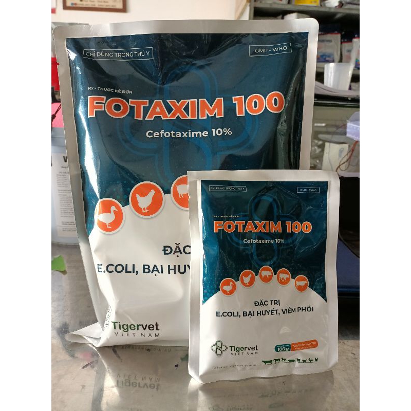 FOTAXIM 100 đạc tri Ecoli, bại huyết, viêm phổi trên vịt , ngan