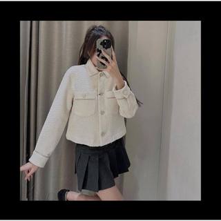 Áo khoác dạ tweed Za.ra xuất xịn cổ bẻ