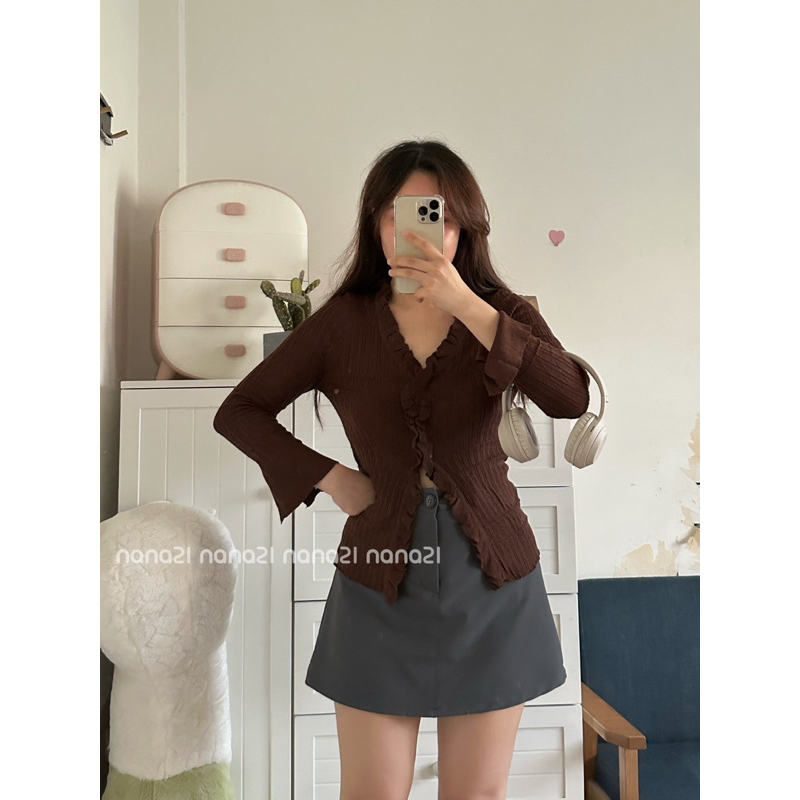 Áo len dài tay bèo nhún Nana21 Nanastore21