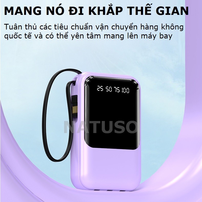 Bộ Sạc 20000mAh 10000mAh pin mini dung lượng lớn có sẵn nhiều dây sạc – Natuso XY68 | BigBuy360 - bigbuy360.vn