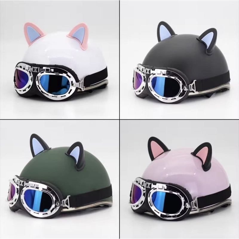 Tai mèo gắn mũ bảo hiểm