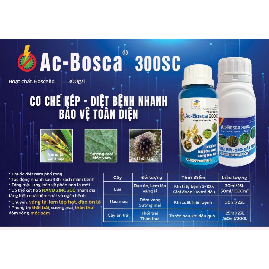 AC-BOSCA 300SC Phòng trừ LEM LÉP HẠT, NGỪA THỐI TRÁI  240ml/200ml