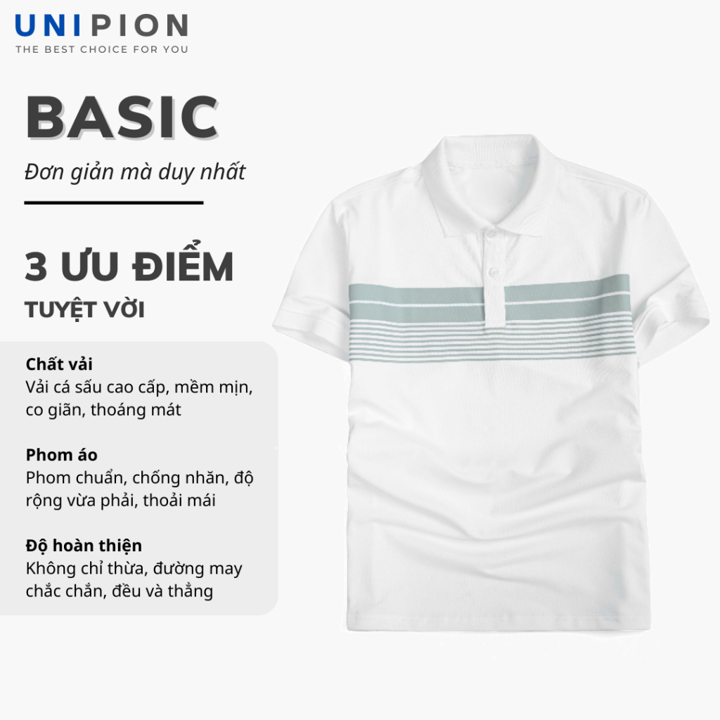 Áo thun nam, Áo polo nam UNIPION ngắn tay chất cá sấu cao cấp phom đẹp tặng kèm hộp - AT166