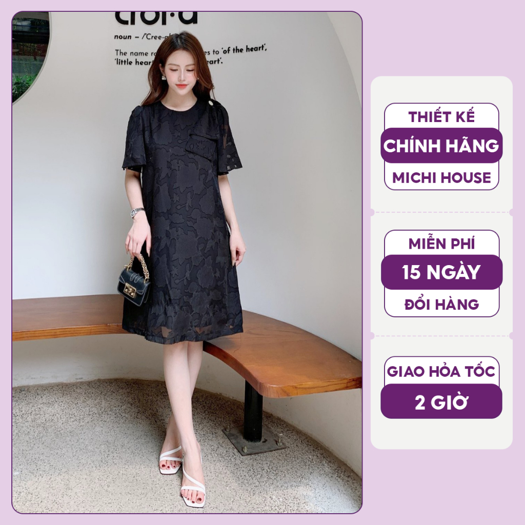 Đầm Suông Dáng A Michi House Váy Xuông Tay Cánh Tiên Dáng Dài Mặc dự tiệc Freesize Thoải Mái Bầu Mặc Xinh V475