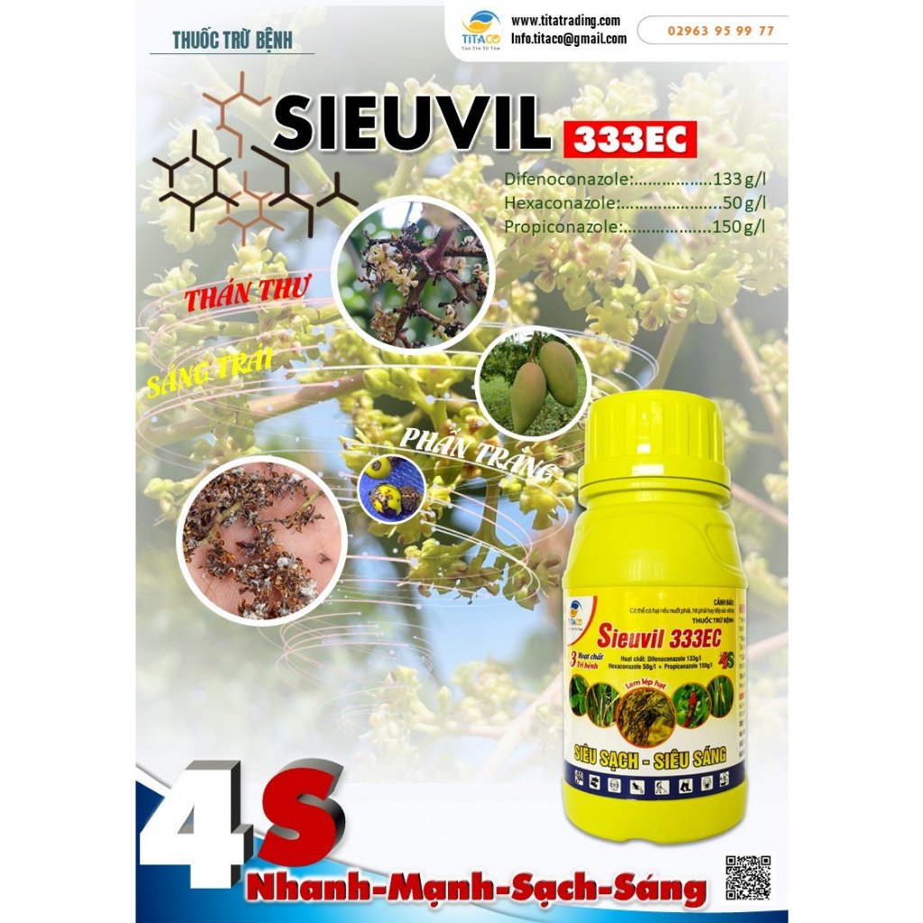 Sản phẩm phòng trừ nấm bệnh SIEUVIL 333SC - LEM LÉP HẠT, SÁNG HẠT
