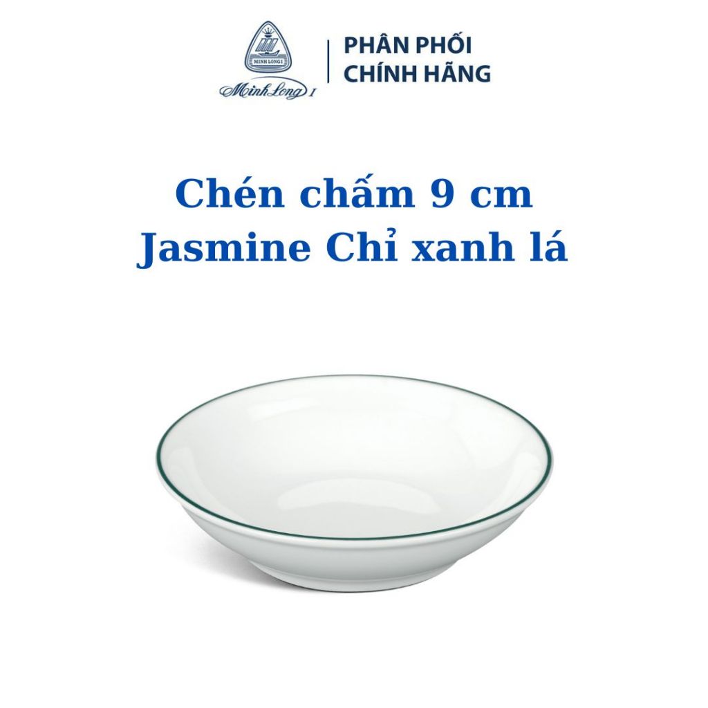 Bộ 6 chén chấm Minh Long 9 cm Jasmine - Chỉ Xanh Lá - Gốm sứ cao cấp Minh Long I