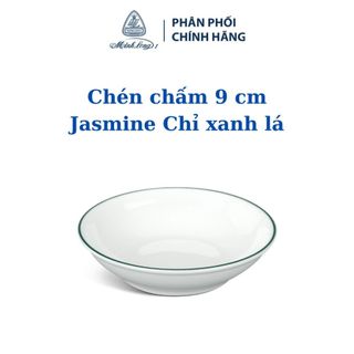 Bộ 6 chén chấm minh long 9 cm jasmine - chỉ xanh lá - gốm sứ cao cấp minh long i