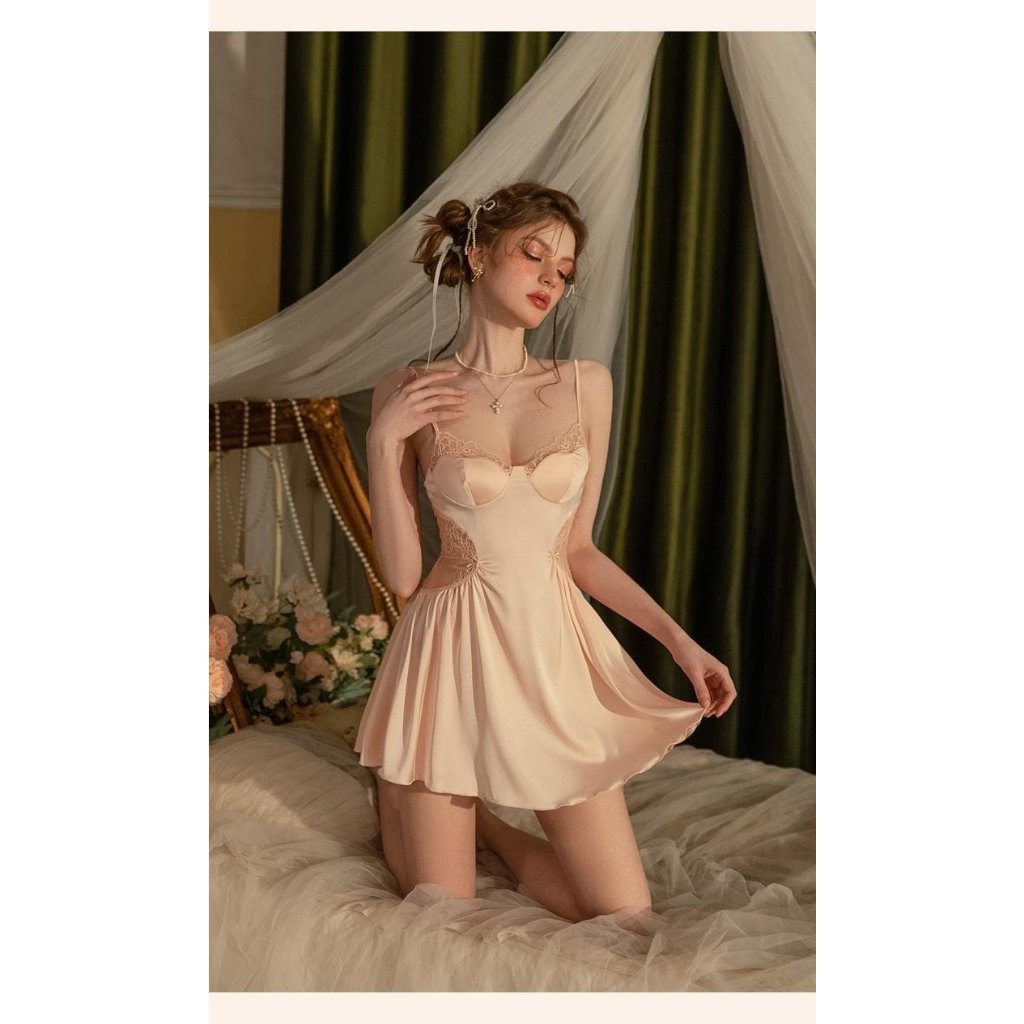 Váy ngủ lụa cup ngực khoét eo sexy THE CELYNBRA - V125