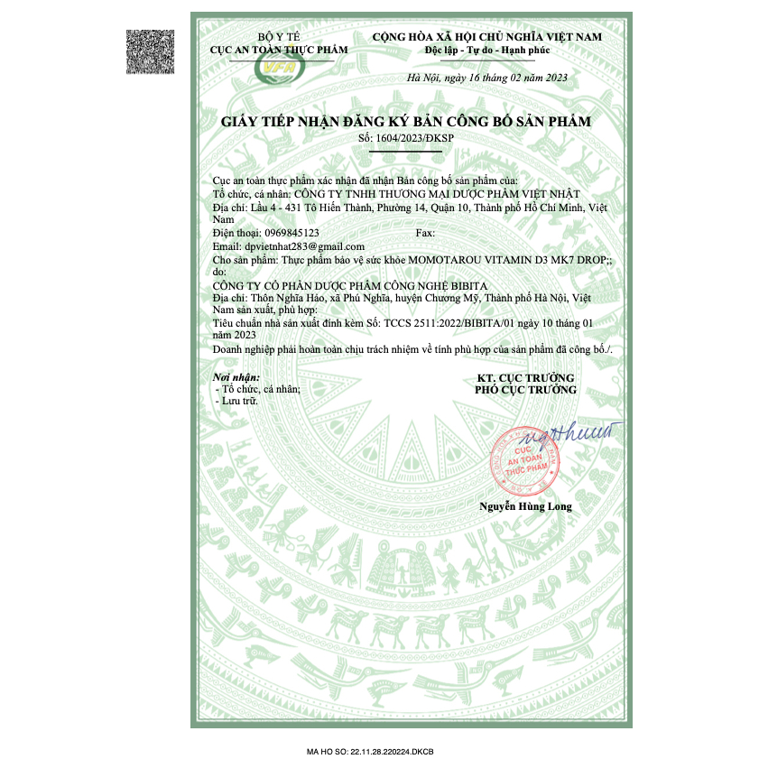 Siro Momotarou Vitamin D3 Drop nhỏ giọt - Chai 20ml