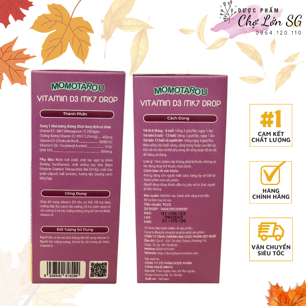 Siro Momotarou Vitamin D3 Drop nhỏ giọt - Chai 20ml