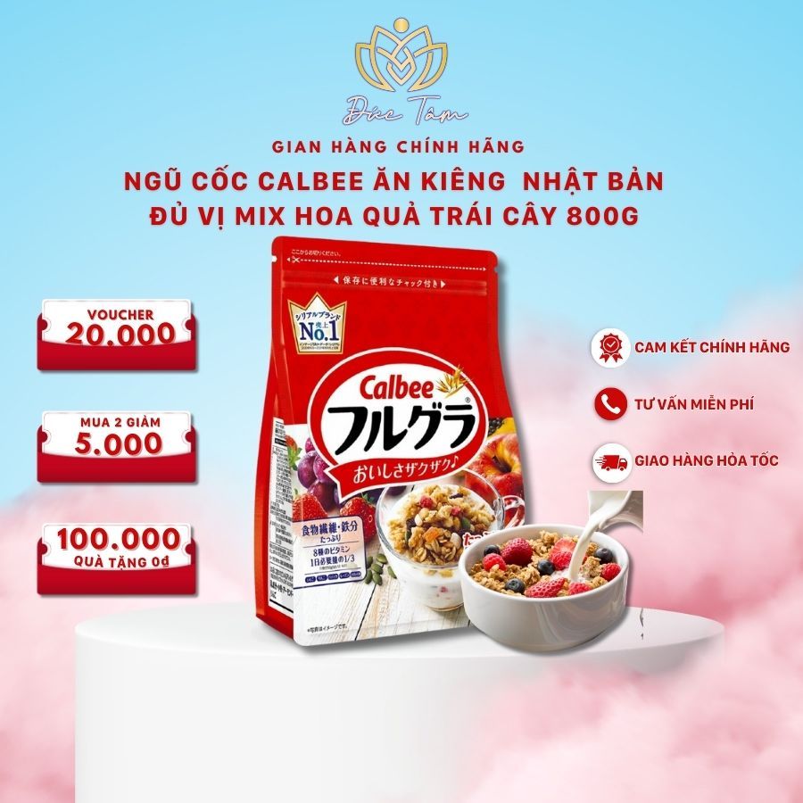 Ngũ cốc Calbee ăn kiêng giảm cân nội địa Nhật Bản đủ vị mix hoa quả trái cây 800g