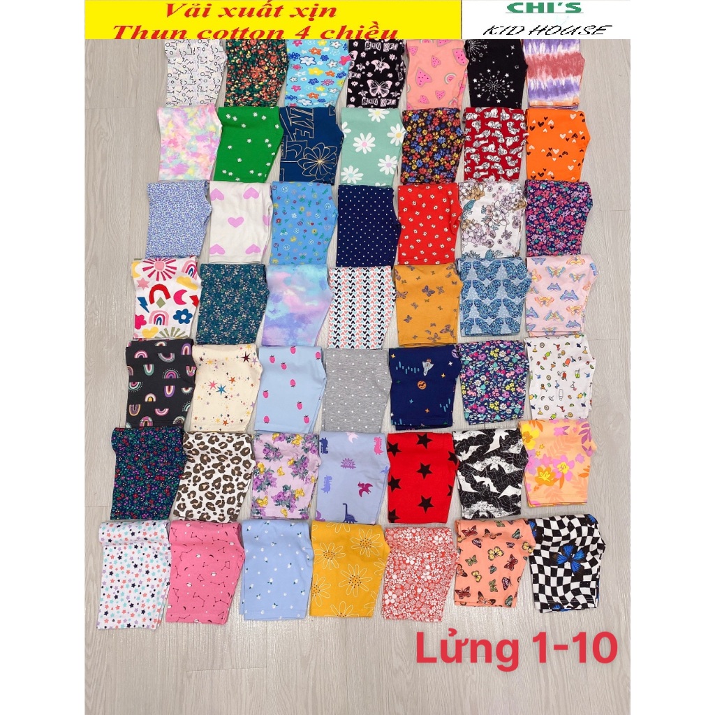 QUẦN LEGGING LỬNG / QUẦN LỬNG HỌA TIẾT THUN COTTON 4 CHIỀU CHO BÉ 9-41kg
