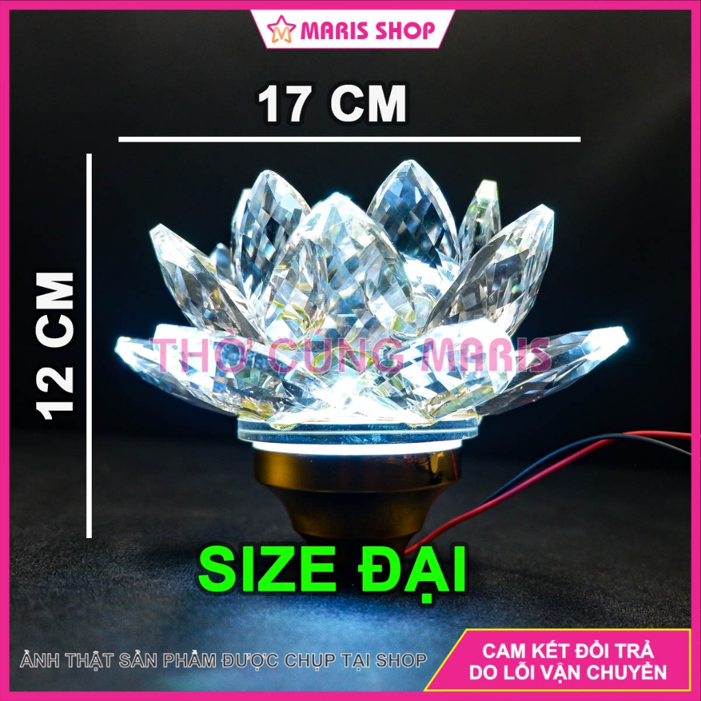 Hoa Sen Pha Lê Có LED Nhiều Chế Độ Sáng Để Trên Lư Đồng Trang Trí Bàn Thờ, Trang Trí Nhà Cửa
