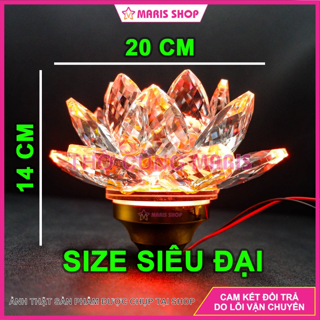 Hoa Sen Pha Lê Có LED Nhiều Chế Độ Sáng Để Trên Lư Đồng Trang Trí Bàn Thờ, Trang Trí Nhà Cửa