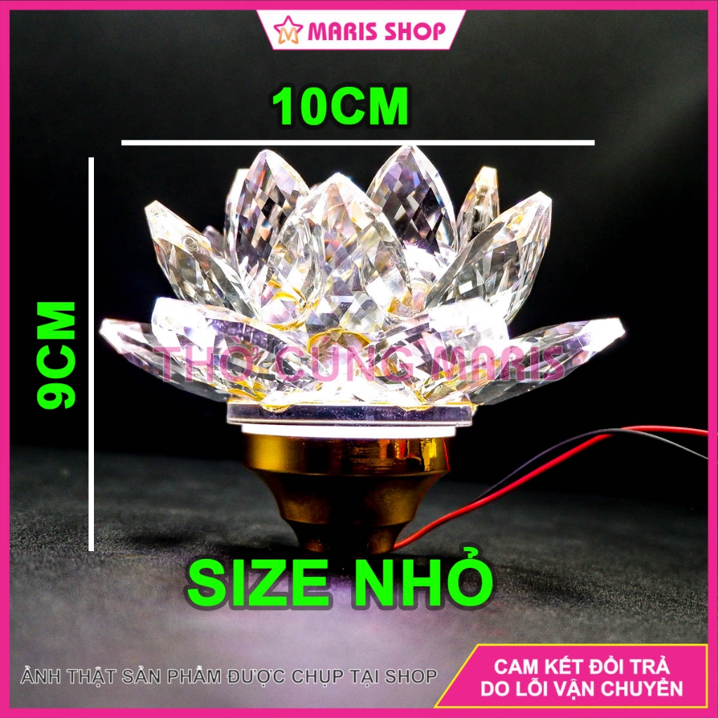 Hoa Sen Pha Lê Có LED Nhiều Chế Độ Sáng Để Trên Lư Đồng Trang Trí Bàn Thờ, Trang Trí Nhà Cửa
