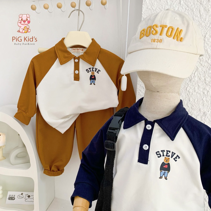 Bộ thu đông da cá in gấu Steve MS002.1010