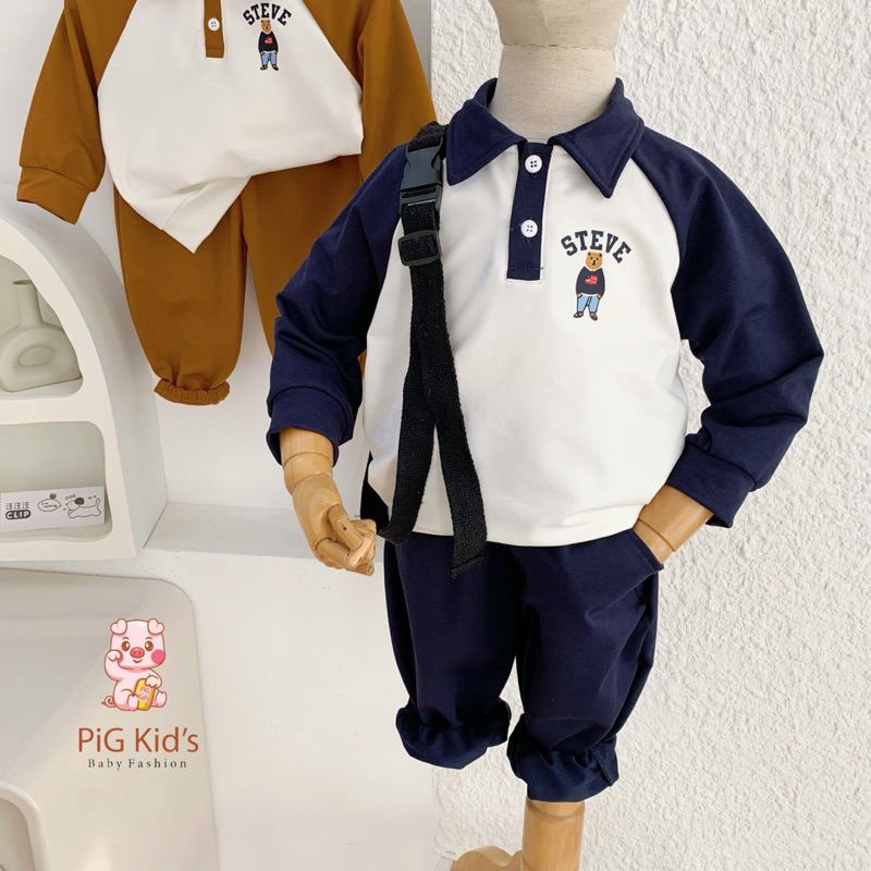 Bộ thu đông da cá in gấu Steve MS002.1010