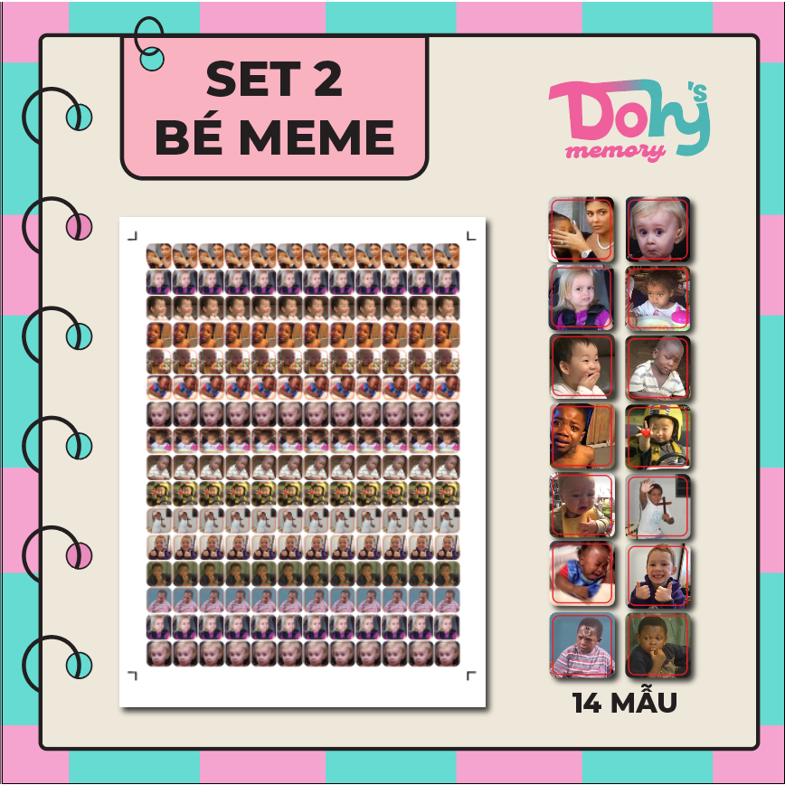 Set 192 sticker/hình dán meme, hài hước cho giáo viên, học sinh, sinh viên - Thiết kế theo yêu cầu - Dohy Memory