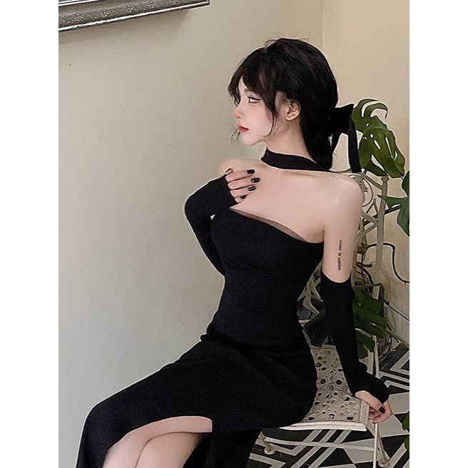 Váy body cúp ngực YIMI dây cổ thời trang