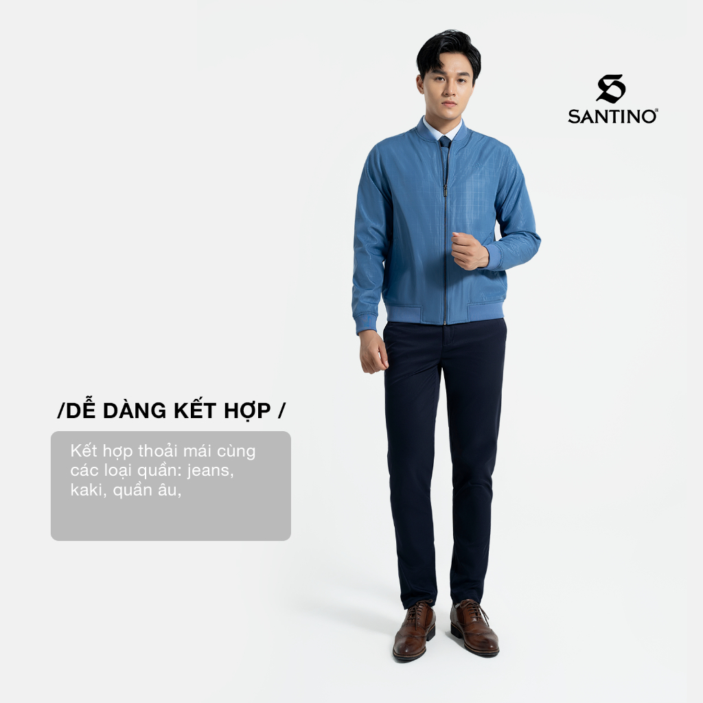 Áo Khoác Bomber Nam Cao Cấp Santino Công Nghệ Chống Thấm, Chống Bụi, Lịch Lãm Sang Trọng Trẻ Trung W917