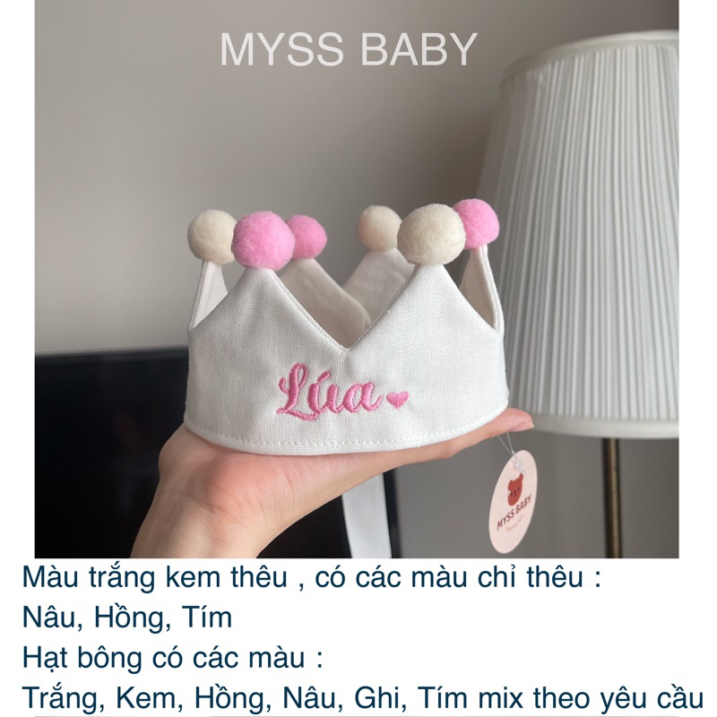 Vương miện thêu tên bé theo yêu cầu MYSS BABY