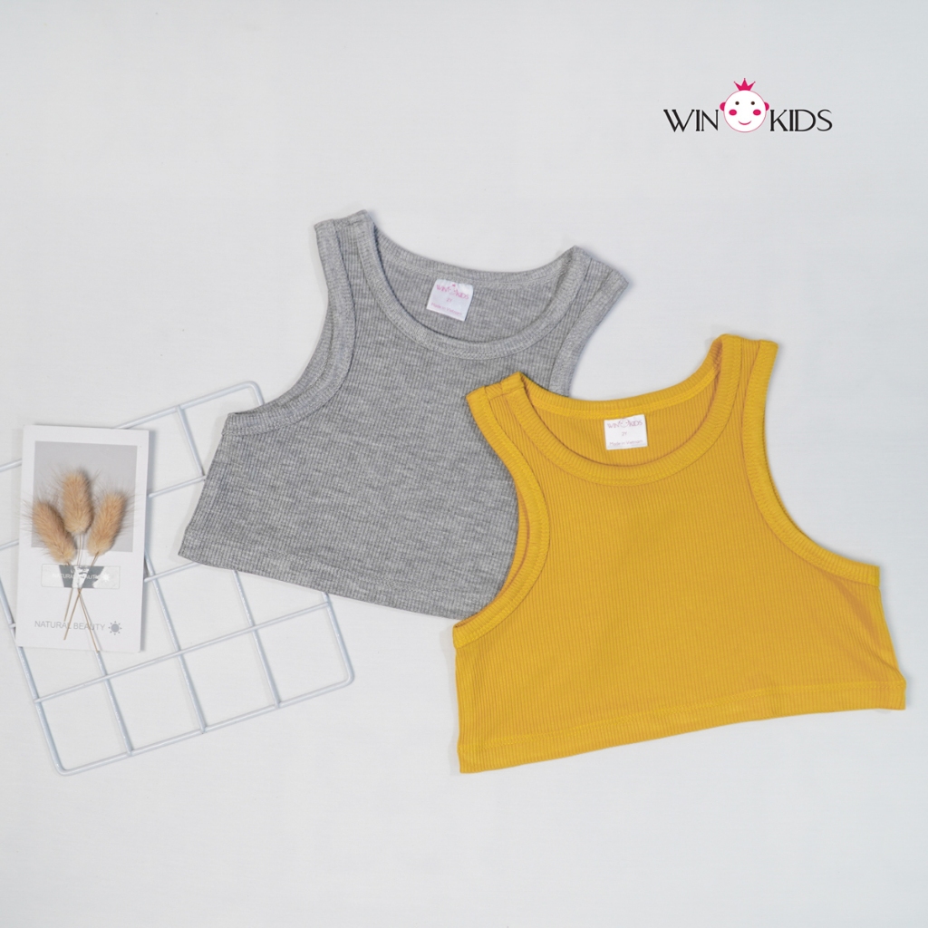 Áo thun ba lỗ croptop bé gái 10-40kg Thời trang trẻ em WINKIDS chuyên quần áo cho bé