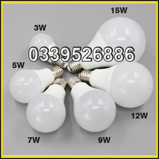 Bóng búp tròn kín nước đèn led 3w/5w/7w/9w/12w/15w bóng đèn led 3w ánh sáng trắng/ vàng