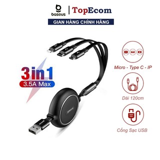Cáp Sạc Dây Rút Điện Thoại 3 đầu 3 in 1 Baseus CAMLT-JH - Toplink