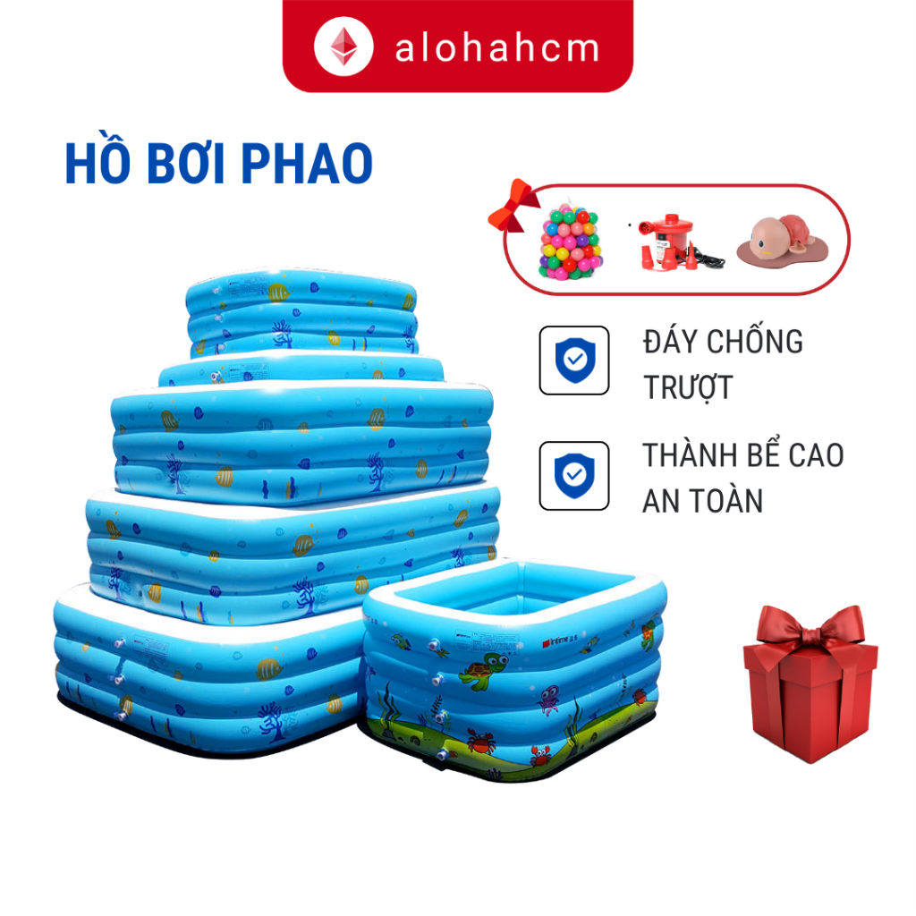 [Tặng Bơm điện, Keo Vá] Hồ bơi phao, bể bơi mini KAW 3 Tầng, Thành Cao, Chống Trượt - Hàng Chính Hãng