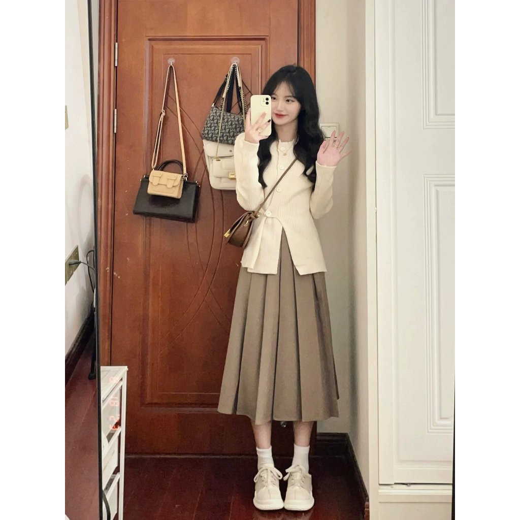 Áo len kiểu N&L Clothing Áo len cổ tròn Áo len body phong cách đơn giản Áo len nữ S001