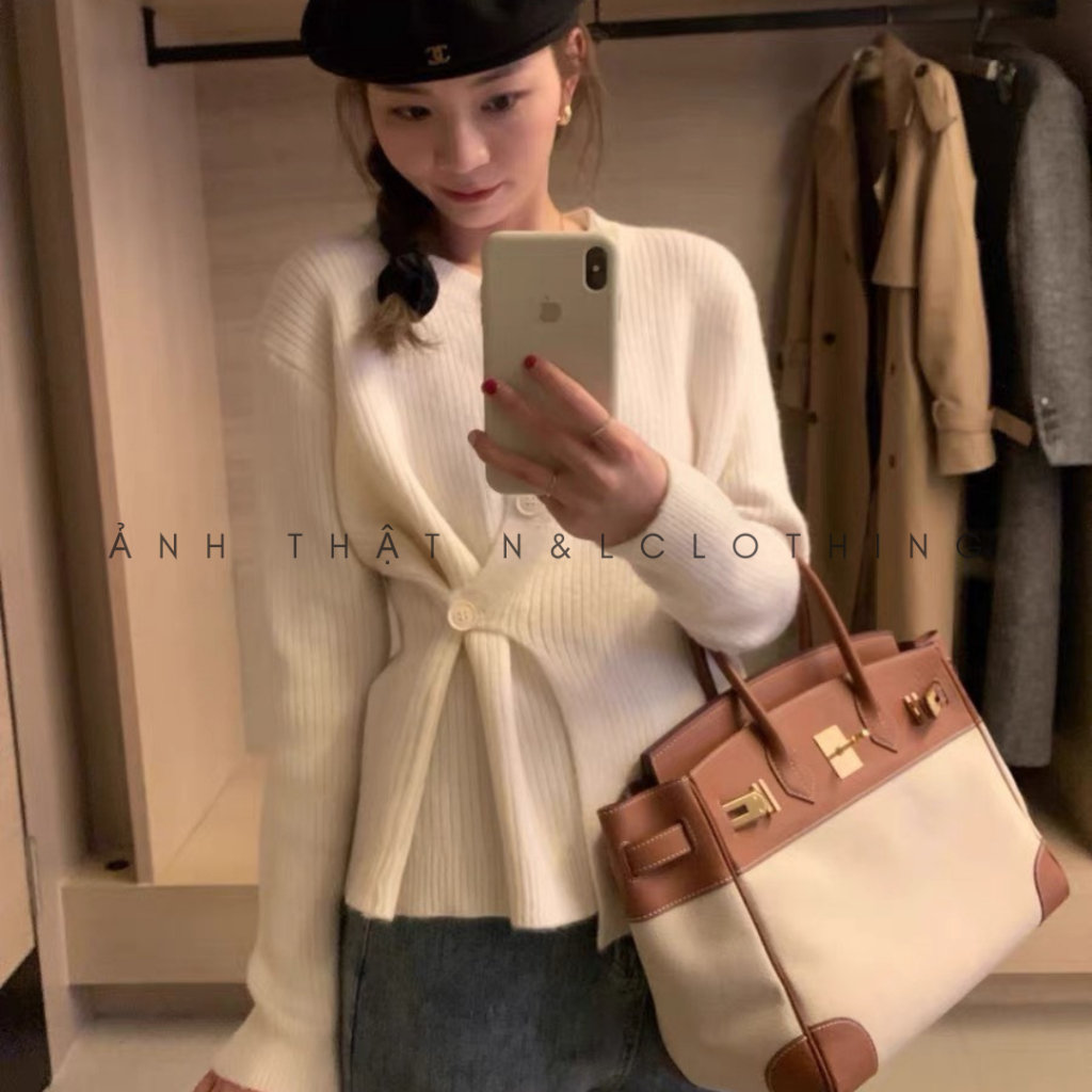 Áo len kiểu N&L Clothing Áo len cổ tròn Áo len body phong cách đơn giản Áo len nữ S001