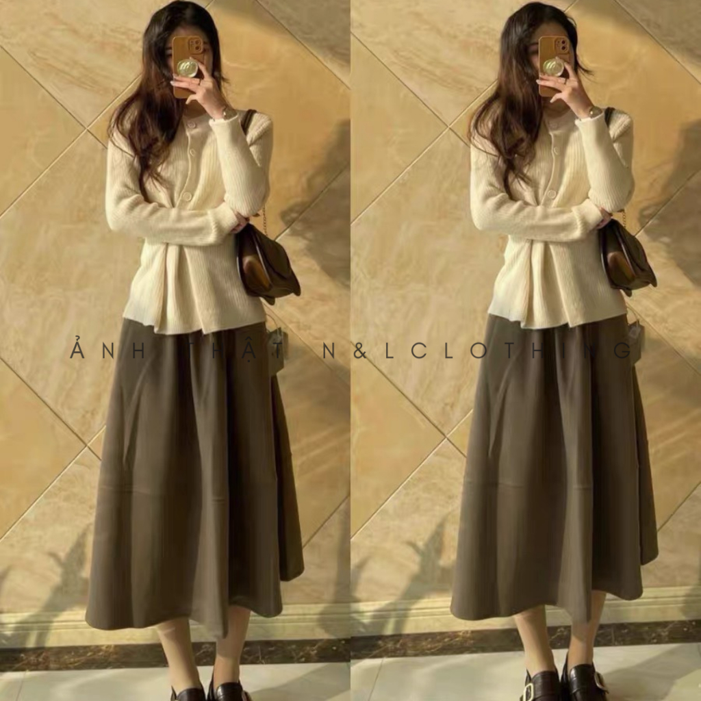 Áo len kiểu N&L Clothing Áo len cổ tròn Áo len body phong cách đơn giản Áo len nữ S001