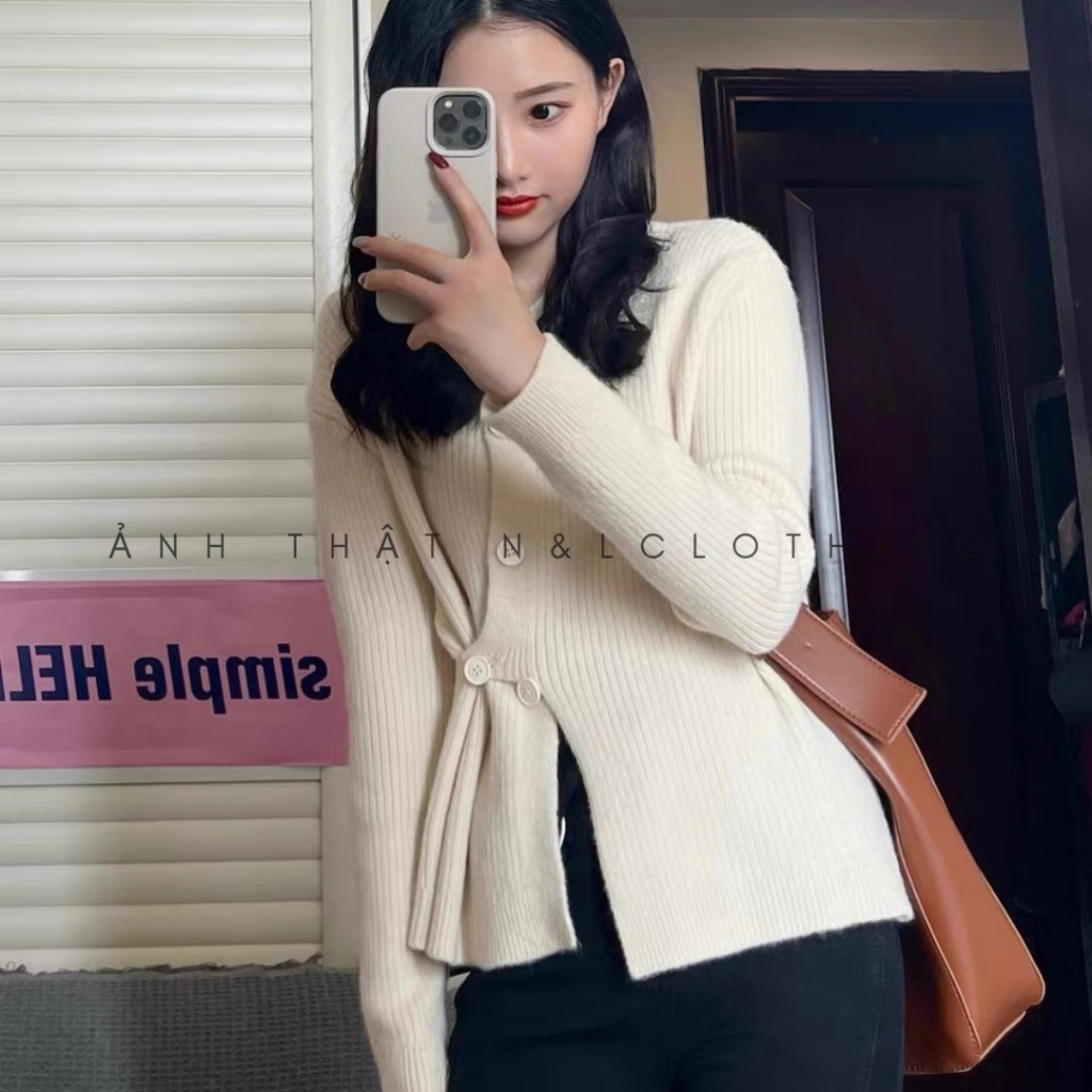 Áo len kiểu N&L Clothing Áo len cổ tròn Áo len body phong cách đơn giản Áo len nữ S001