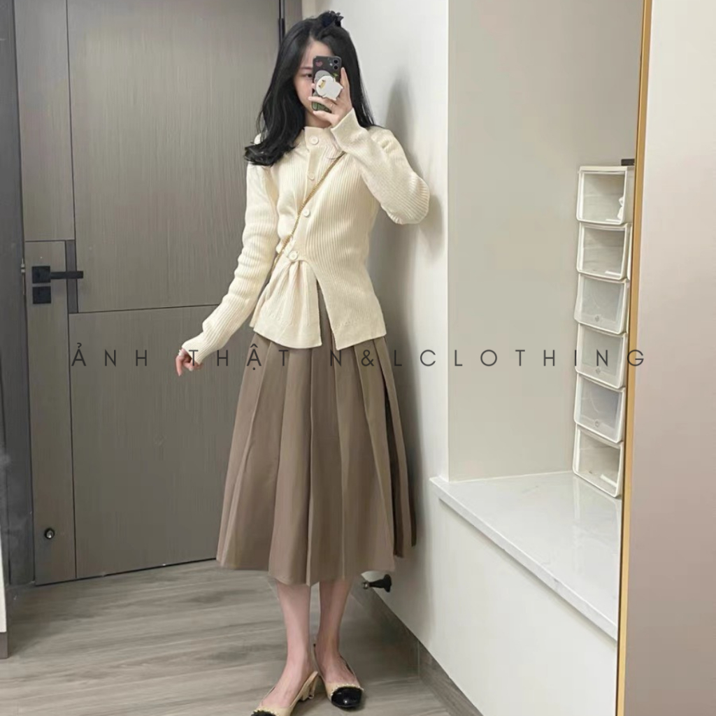Áo len kiểu N&L Clothing Áo len cổ tròn Áo len body phong cách đơn giản Áo len nữ S001