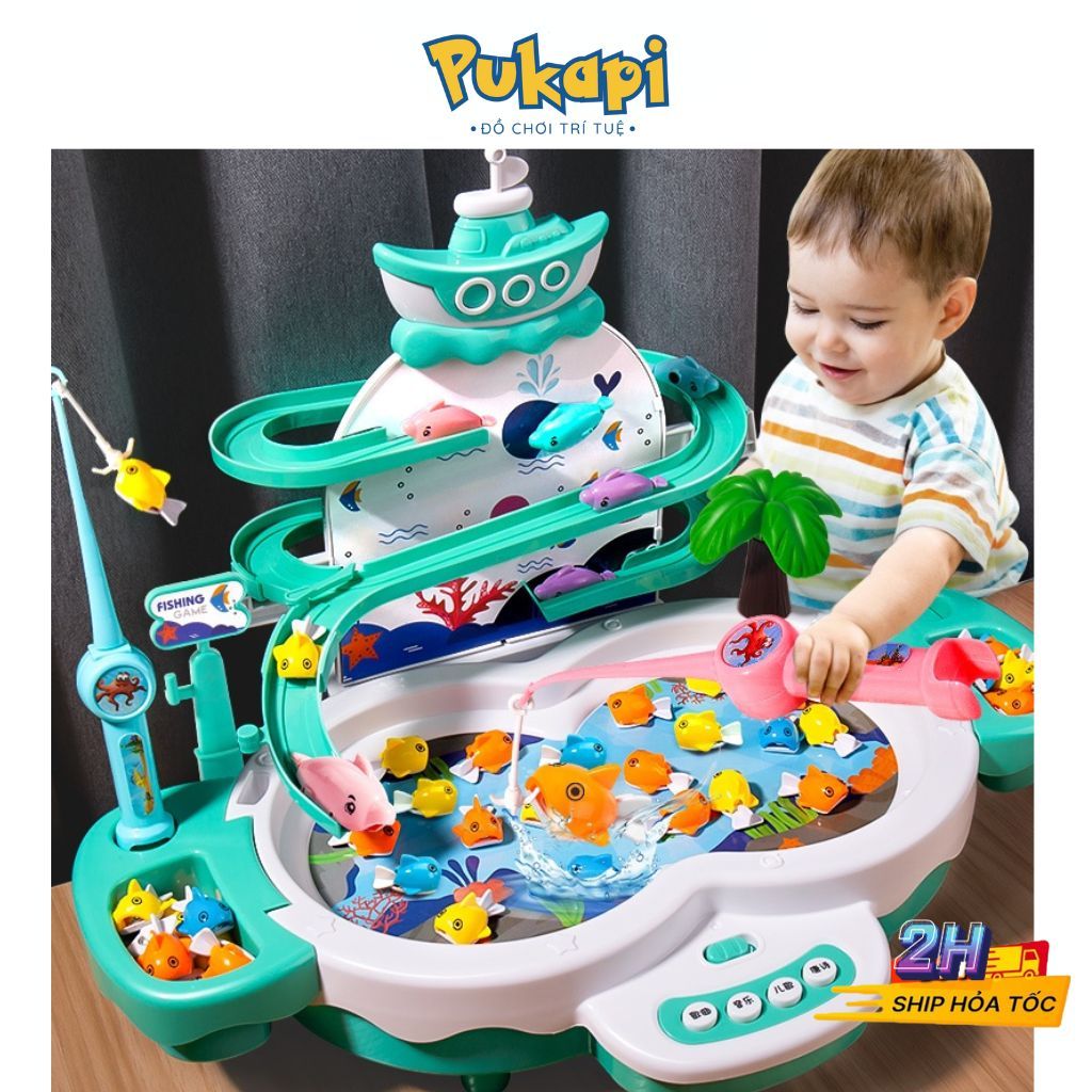 Đồ Chơi Câu Cá Mini Câu Cá Nam Châm Thác Trượt Cầu Trượt Cho Bé Đồ Chơi Nước Con Cá - Đồ Chơi Cho Bé