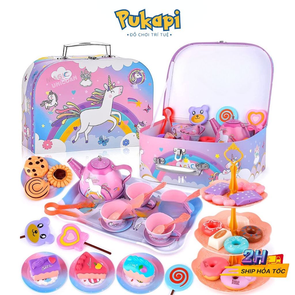 Bộ Đồ Chơi Tiệc Trà Bánh Ngựa Pony 48 Chi Tiết Cho Bé Gái - PUKAPI