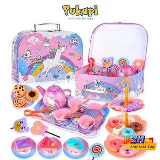 Đồ Chơi Trà Bánh Vali Trà Bánh Tiệc Trà Ngựa Pony 48 Chi Tiết Cho Bé Gái Trò Chơi Nhập Vai - Đồ Chơi Cho Bé PUKAPI