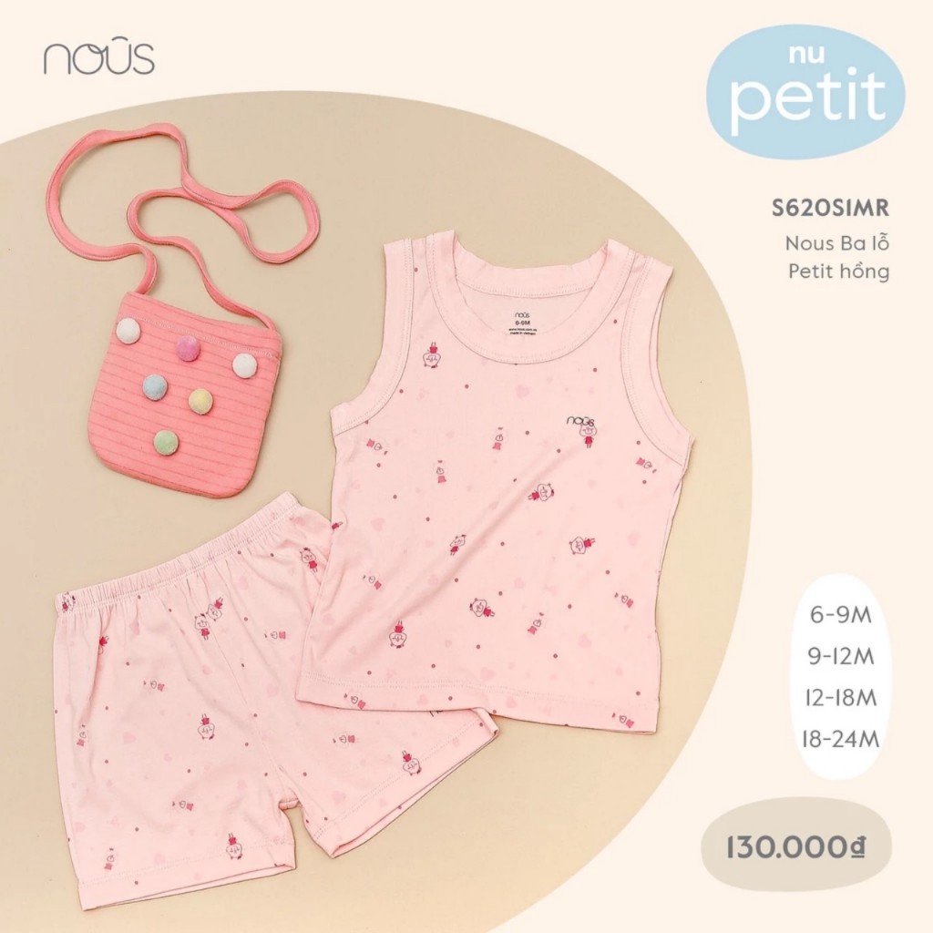 Bộ Cộc Tay Nous Cài Vai Petit Siêu Mềm Mát Cho Bé