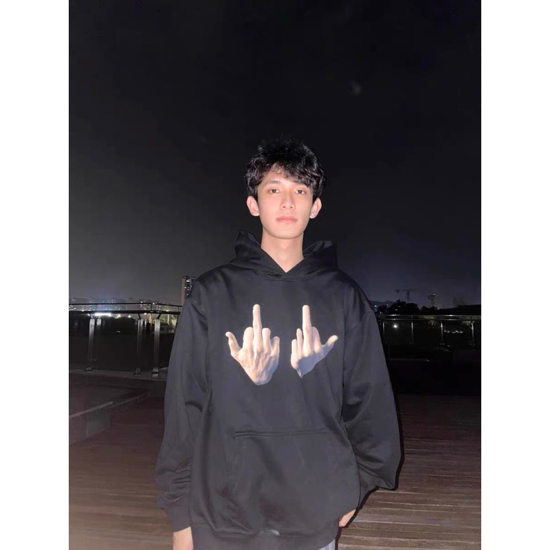 Áo Hoodie In Hình Bàn Tay Giữa Phong Cách retro Mỹ Cho Nam Nữ