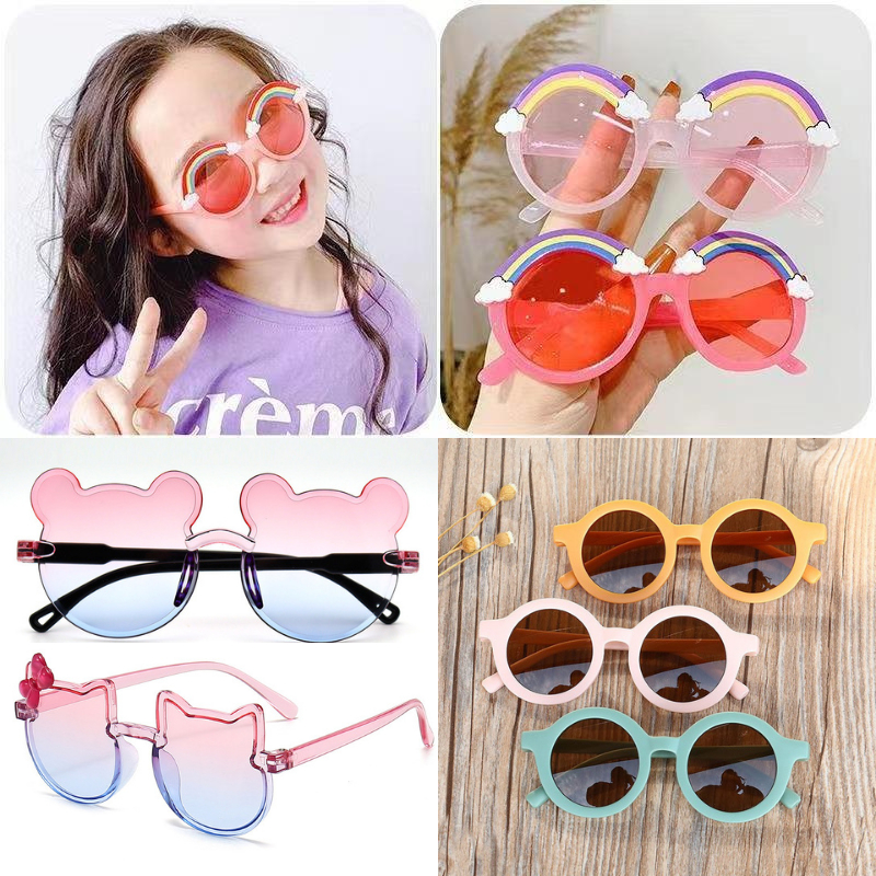 Kính Mát Gọng Tròn Chống Tia UV Phong Cách Cổ Điển Thời Trang Cho Bé