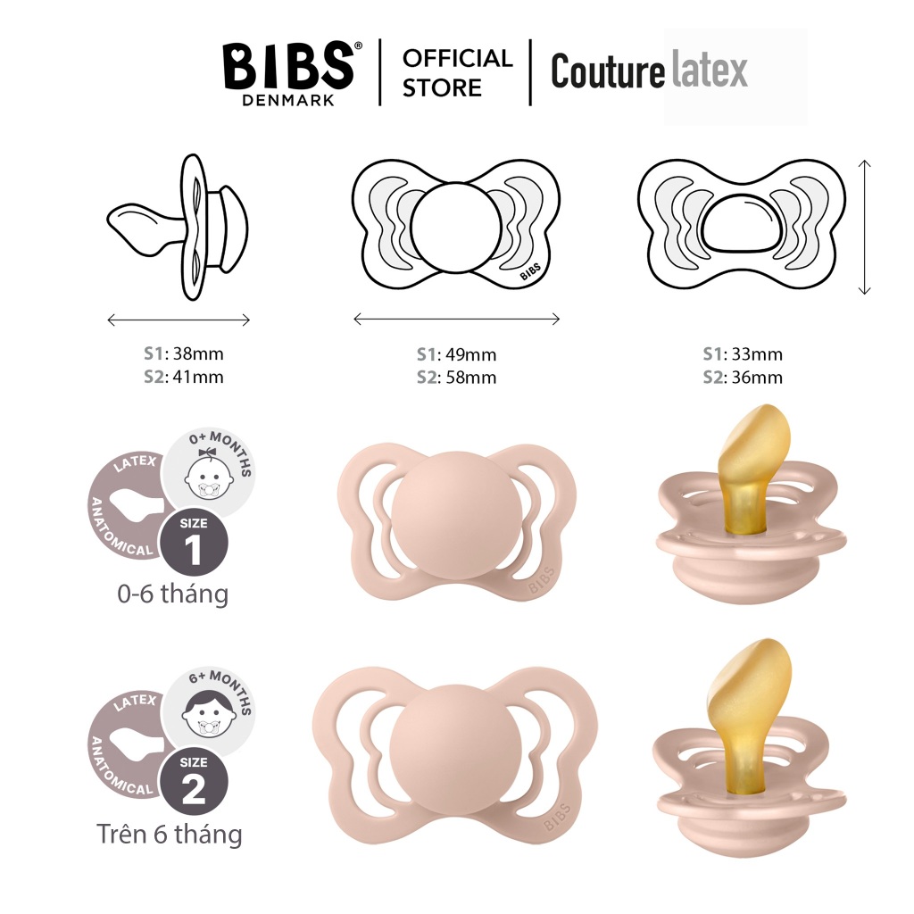 Bibs Couture - Núm ngậm VÁT cao su Đan Mạch