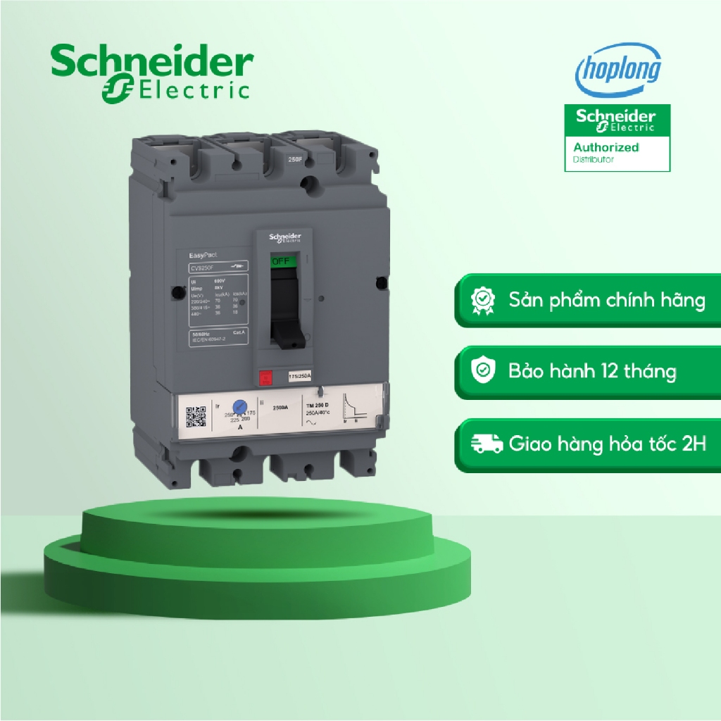 Cầu dao tự động dạng khối Schneider LV510337 Aptomat MCCB 3P 100A dòng cắt 36kA có thể chỉnh dòng